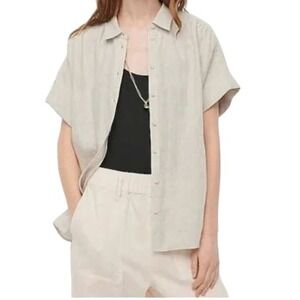 J.Crew Baird McNutt Irish Linen Relaxed Short Sleeve Shirt Beige NWT Size S